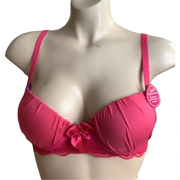 Massam Fuchsia Lace Trim Padded Bra Made in Brazil New with Tags - Picture 1 of 8